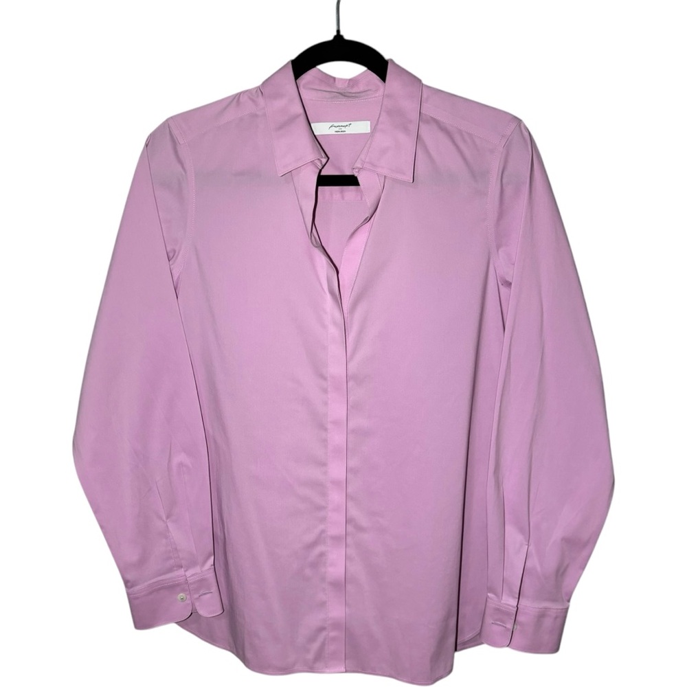 Foxcroft Women's Size 8 Non Iron Hidden Button Down 3/4 Length‎ Sleeves